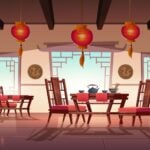 Restaurante chino|Comida de un restaurante chino|Dumplings en un restaurante chino